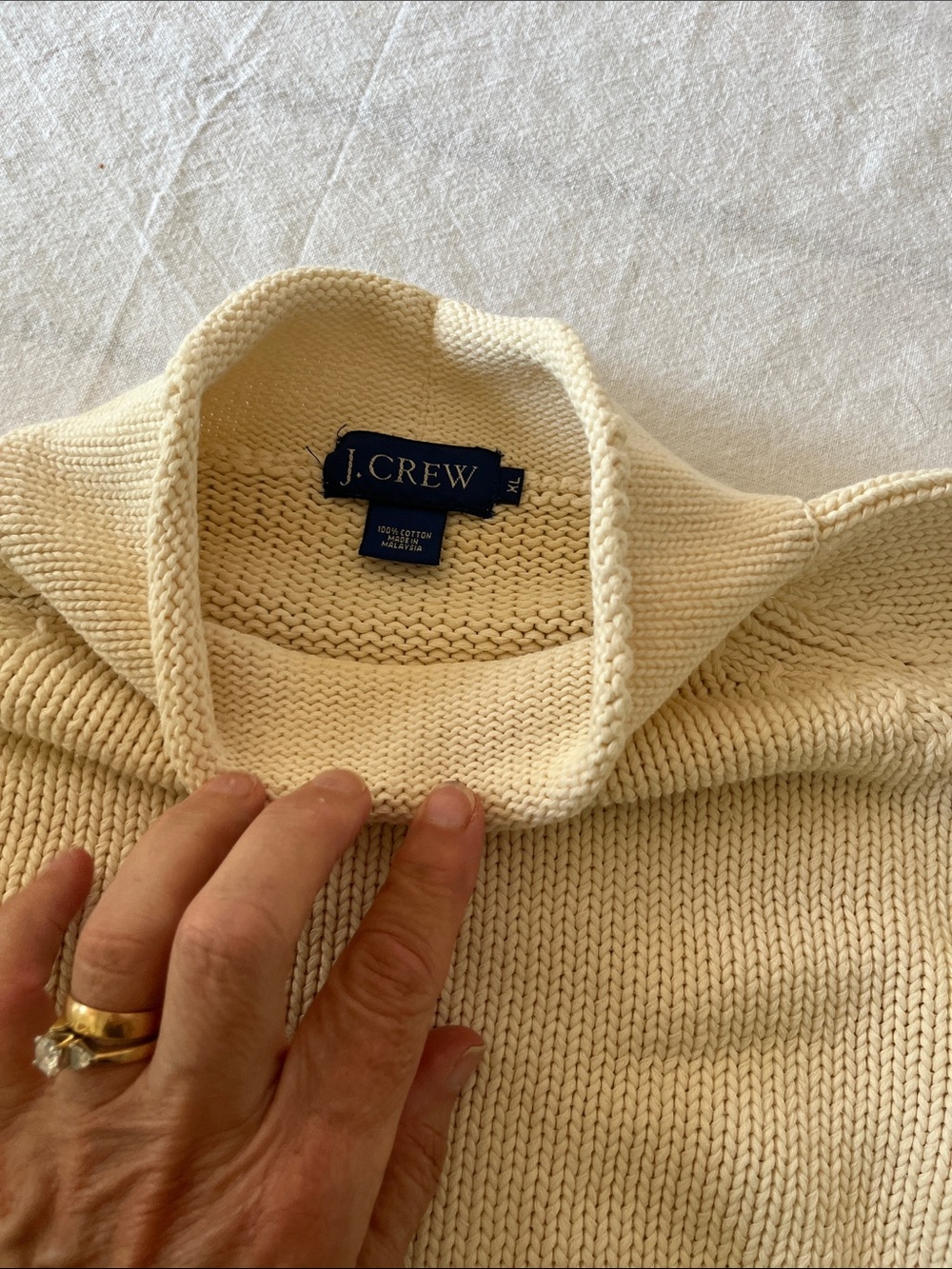 J Crew Cotton Mock Neck Sweater Cream Sz XL - Picture 3 of 6